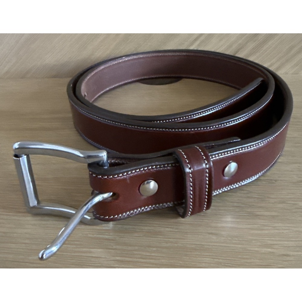 Hanks Belts Brown Leather Belt Size 42 Made in USA Model 2400